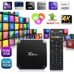4K Smart Android TV Box X96 mini S905W 2+16GB, Negro - Quad Core + Android  7.1.2 + WIFI - Android TV - Los mejores precios