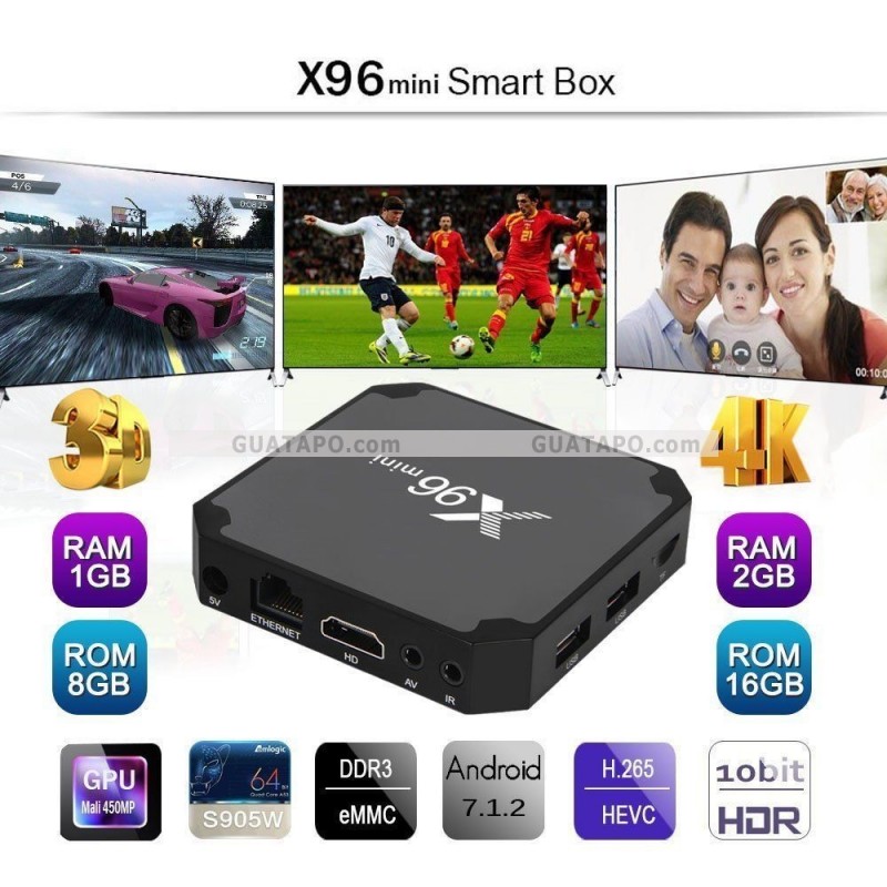 HC1 4K TV Mini Media Player androide de la caja Kodi - 2 GB de RAM - 16 GB  ROM