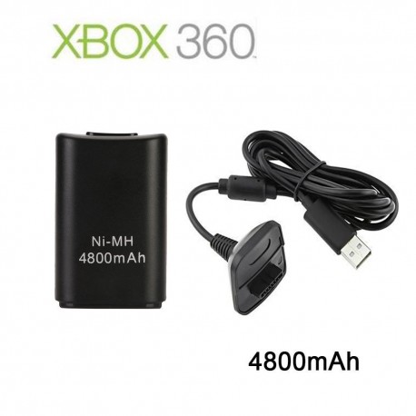 Bateria Recargable para Controles Inalambricos Xbox 360 4,800mAh + Cable  USB para Cargar